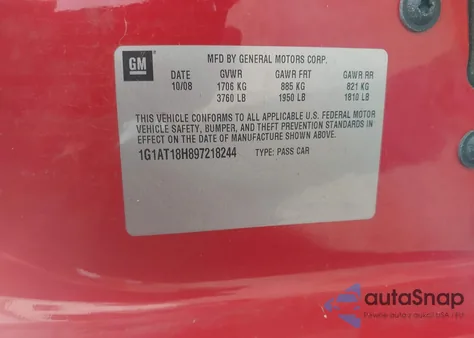 2009 Chevrolet Cobalt Lt z USA, uszkodzony, nr VIN 1G1AT18H897218244